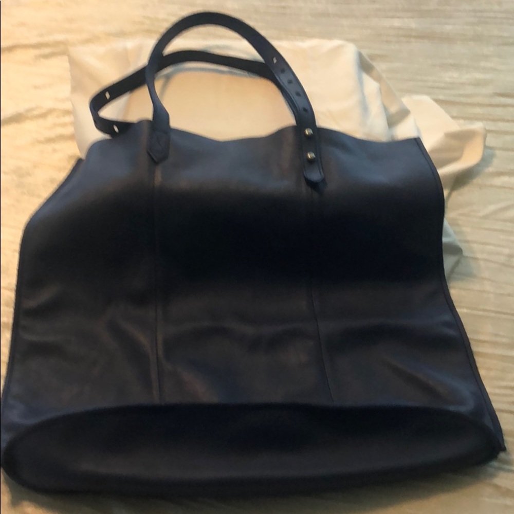 New Madewell blue leather tote bag